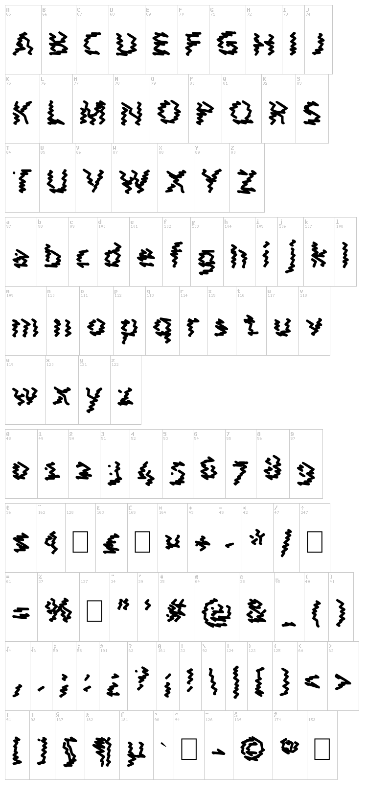 Astral Wave font map